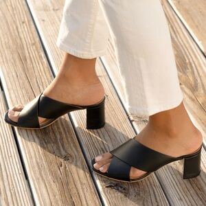Elegant Black Heeled Mules